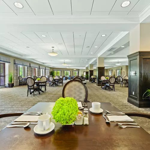 spacious dining room at chartwell bowmanville creek retirement residence