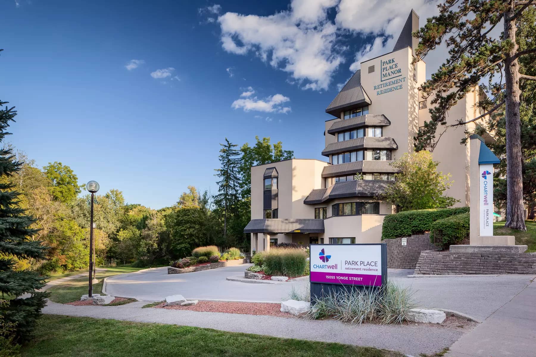 Exterior of building at Chartwell Park Place Retirement Residence. 