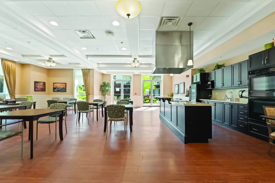 Demonstration kitchen at Chartwell Deerview Crossing Retirement Residence