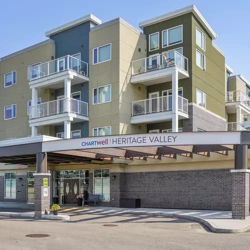 exterior front entrance at chartwell heritage valley retirement residence