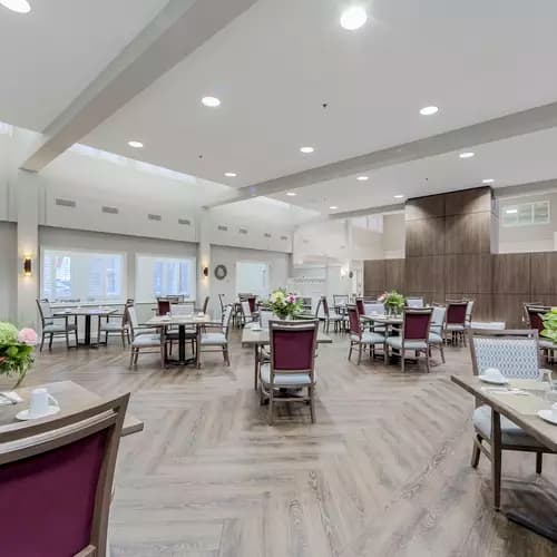 Newly renovated dining room at Chartwell Whispering Pines Retirement Residence.