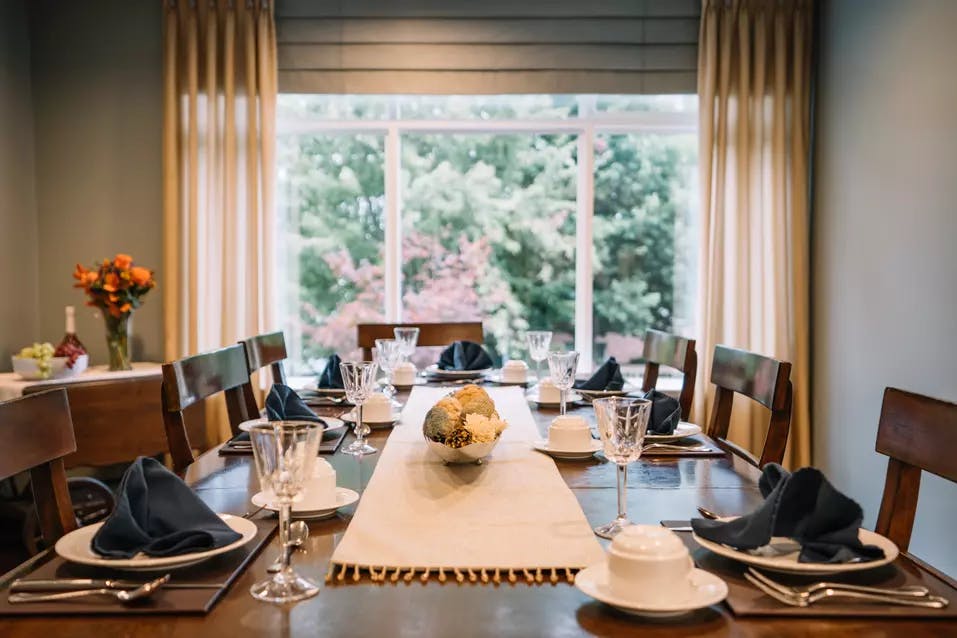 elegant private dining room at chartwell willow care residence