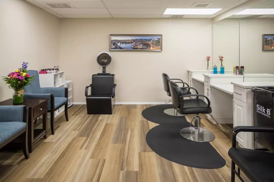 modern salon at chartwell hampton house retirement residence