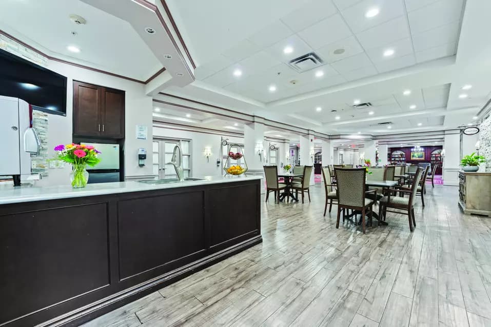 Bistro and seating area at Chartwell Robert Speck Retirement Residence