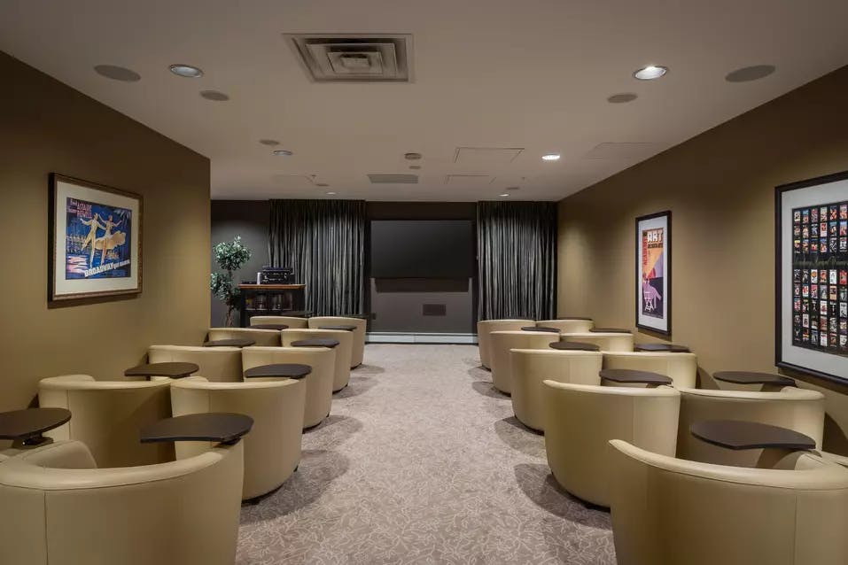 modern movie theatre at chartwell churchill house retirement residence