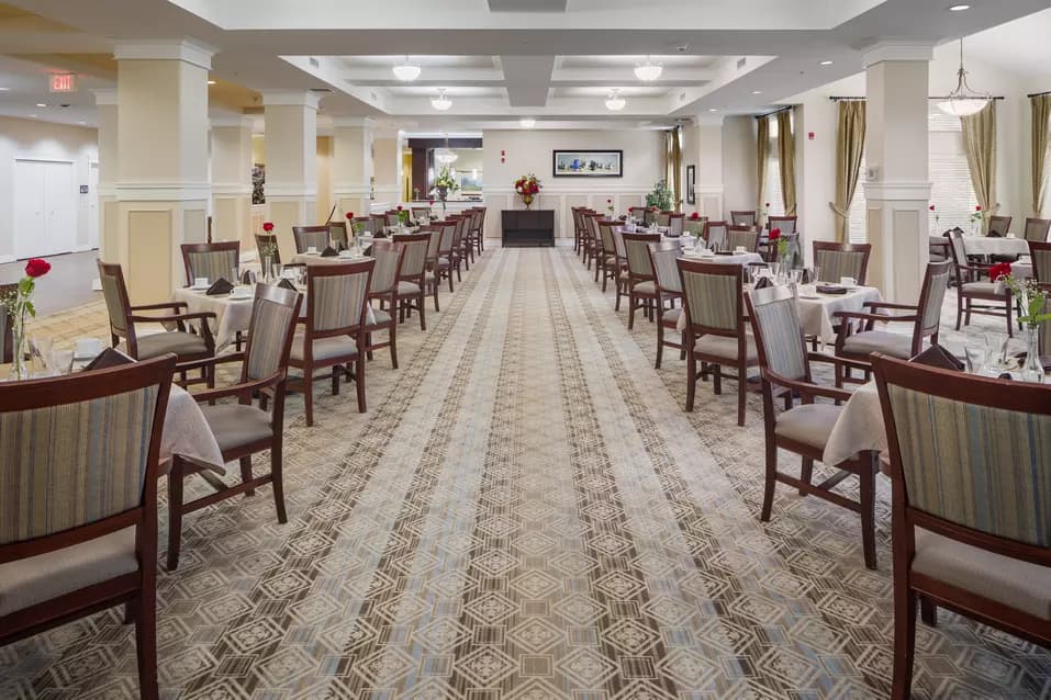 Beautiful open dining room at Chartwell Chatsworth Retirement Residences