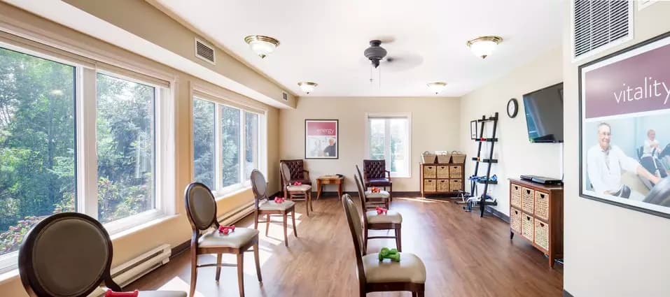 Fitness room at chartwell bayview retirement residence