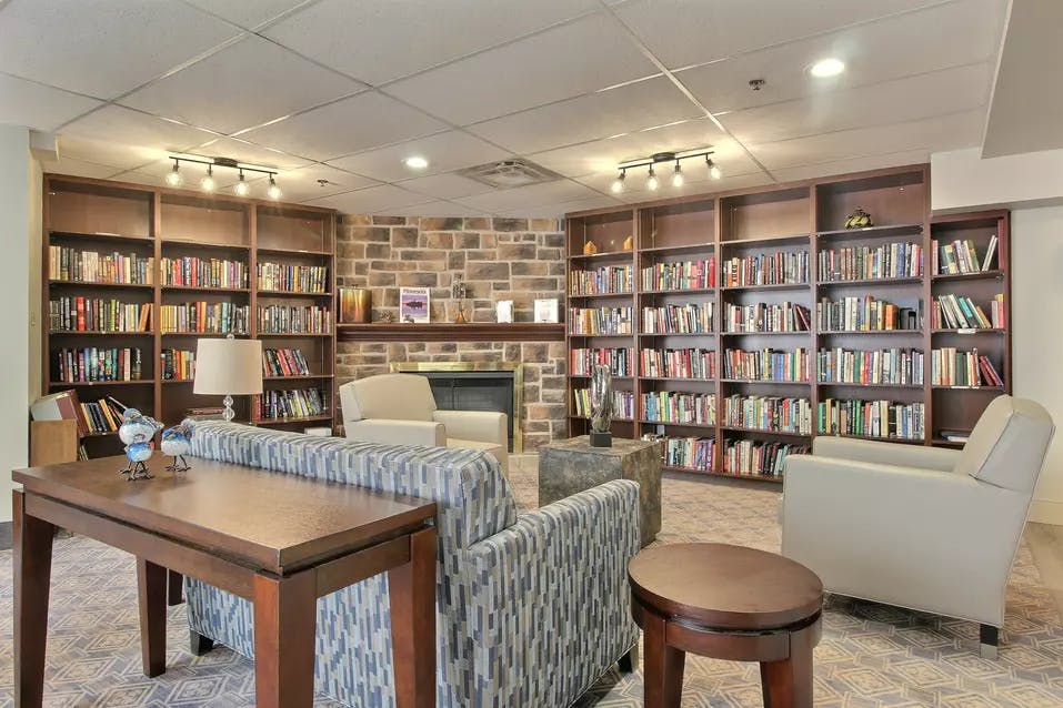 library at chartwell new edinburgh square retirement residence
