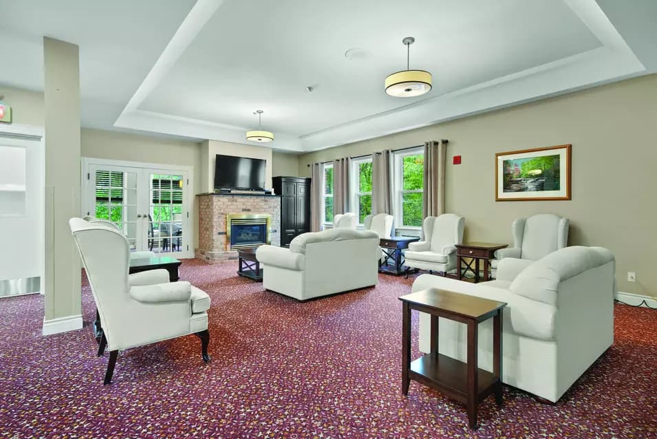 Fireside lounge at Chartwell Georgian Retirement Residence.