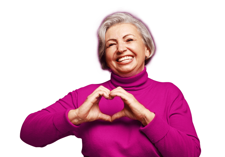 Lady making heart with hands. Dame faisant un cœur avec les mains