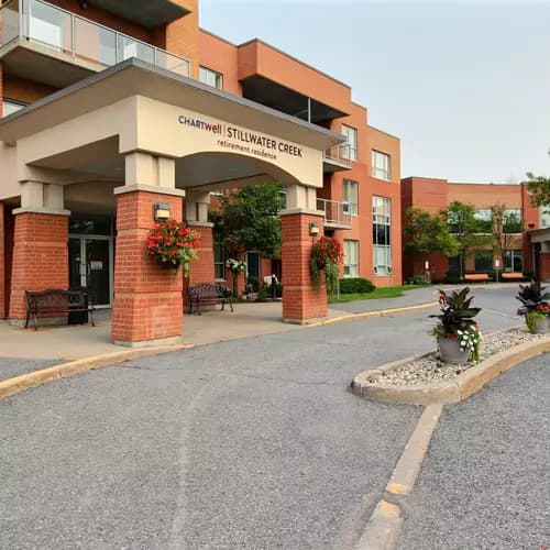 main entrance at chartwell stillwater creek retirement residence