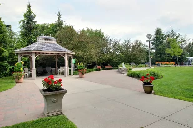 gazebo and walking path at chartwell rockcliffe retirement residence