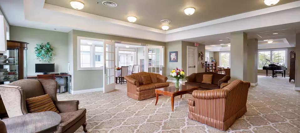 Inviting lounge at chartwell bayview retirement residence