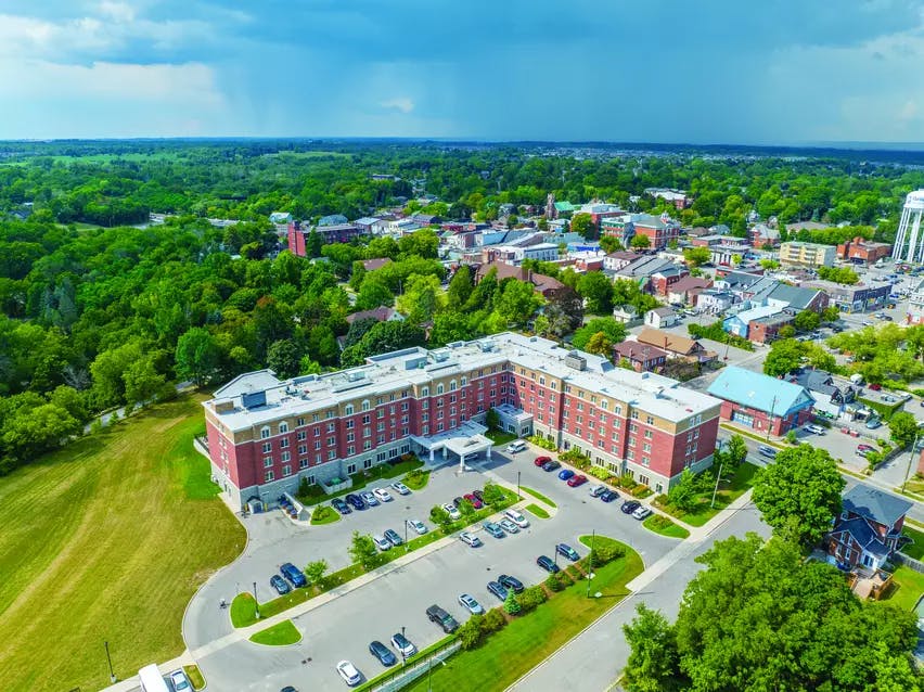 Stunning aerial view of chartwell bowmanville creek retirement residence