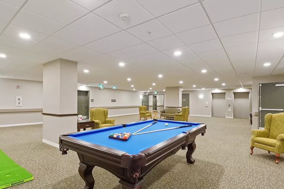 pool table at chartwell emerald hills retirement residence