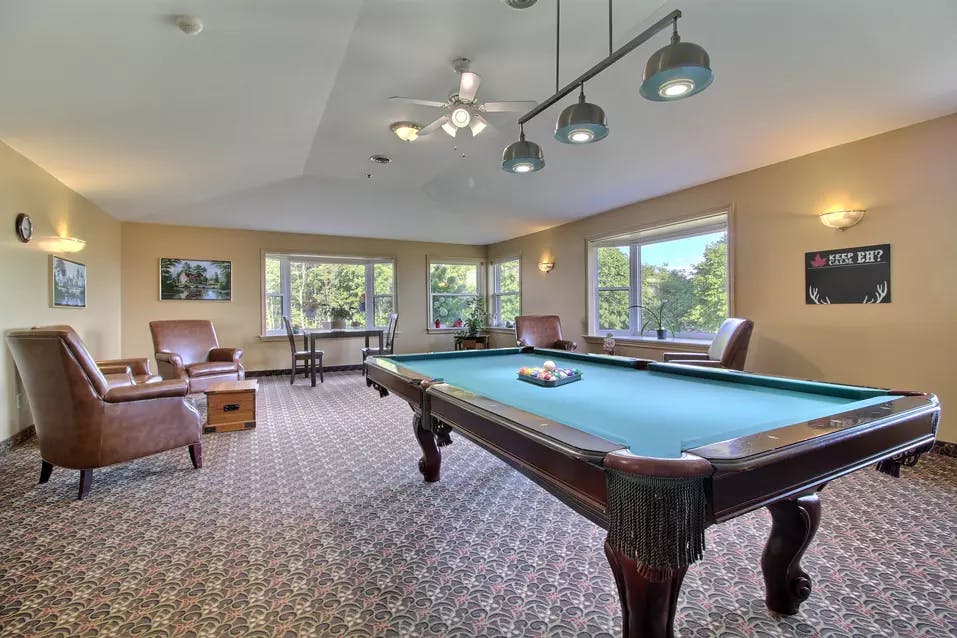 billiards room at chartwell rosedale retirement residence
