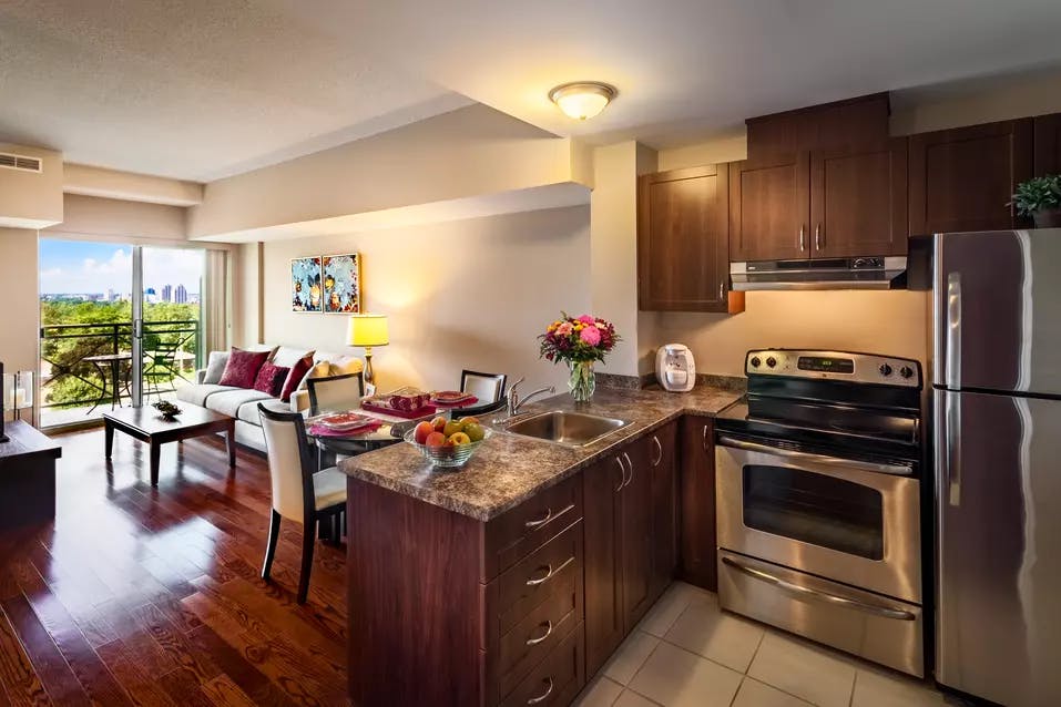 Kitchen in a suite of Chartwell Royalcliffe Retirement Residence 