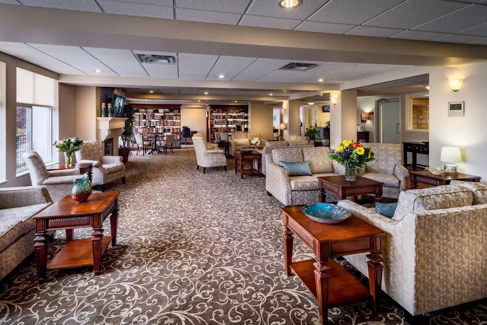 spacious lounge at chartwell hampton house retirement residence