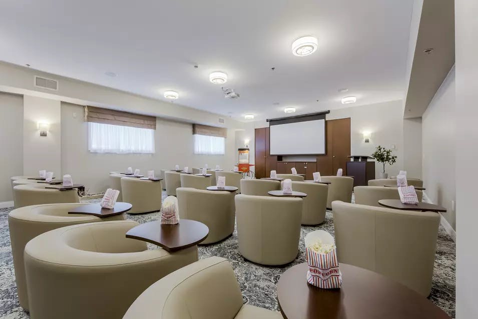 Movie theatre at Chartwell Whispering Pines Retirement Residence.
