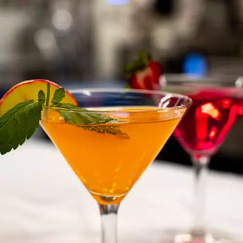 Cocktail served in martini glasses