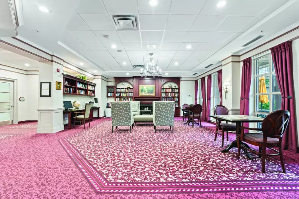 Library with computers at Chartwell Robert Speck Retirement Residence