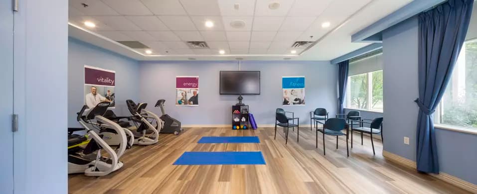 fitness room at chartwell pickering city centre retirement residence