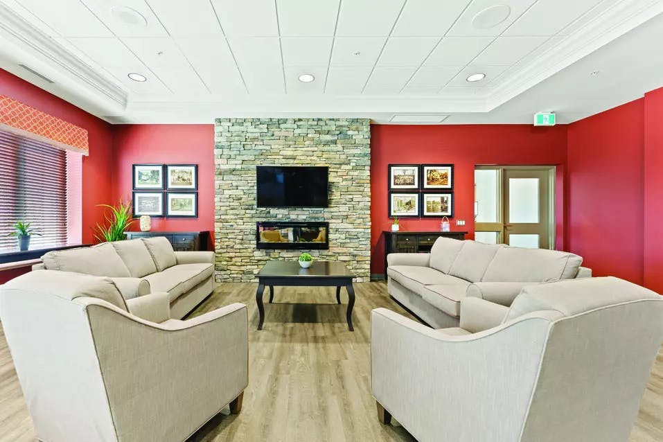 TV room at chartwell bowmanville creek retirement residence