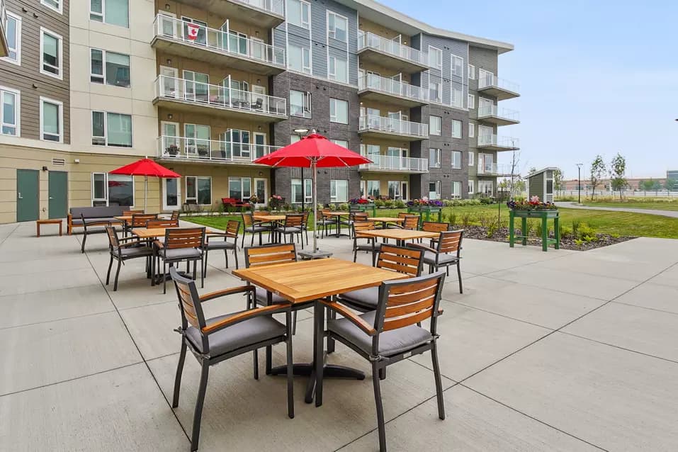 patio at chartwell emerald hills retirement residence