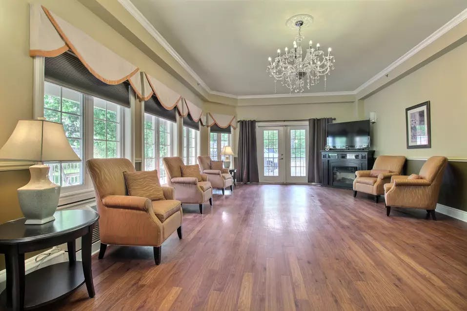 elegant lounge space at chartwell stonehaven retirement residence