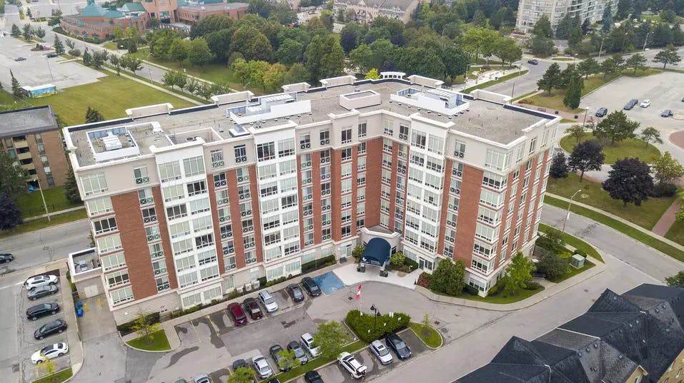 gorgeous aerial view of chartwell pickering city centre retirement residence