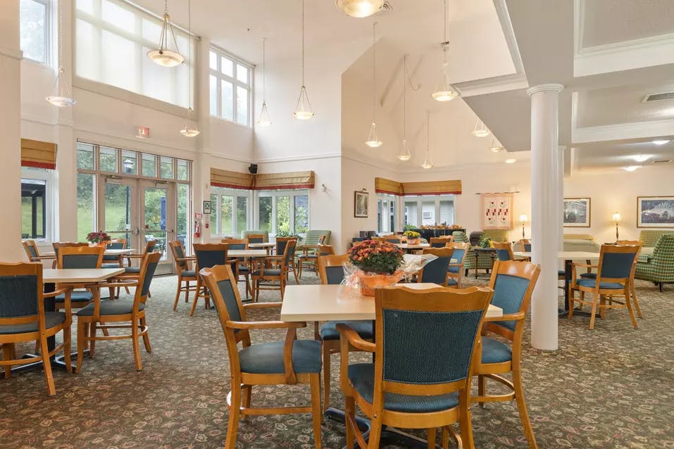 spacious dining room at chartwell van horne retirement residence