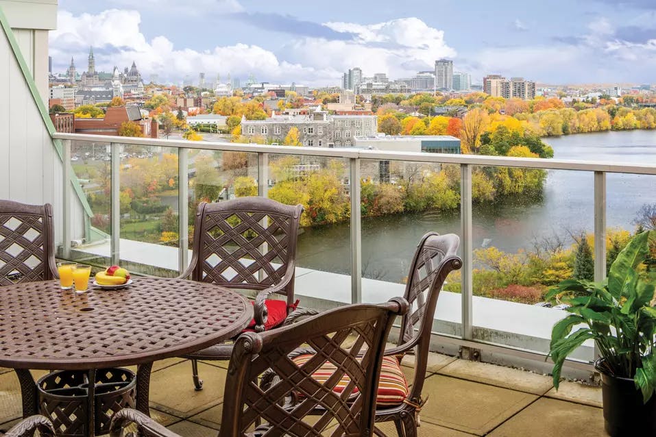 Autumn views of rideau river at chartwell rockcliffe retirement residence