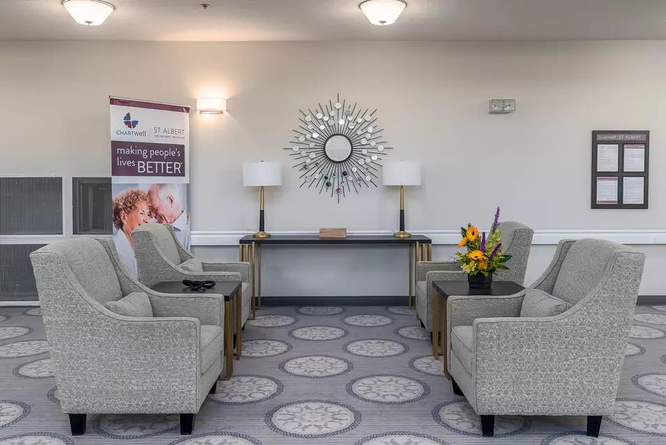 cozy lounge at chartwell st albert retirement residence