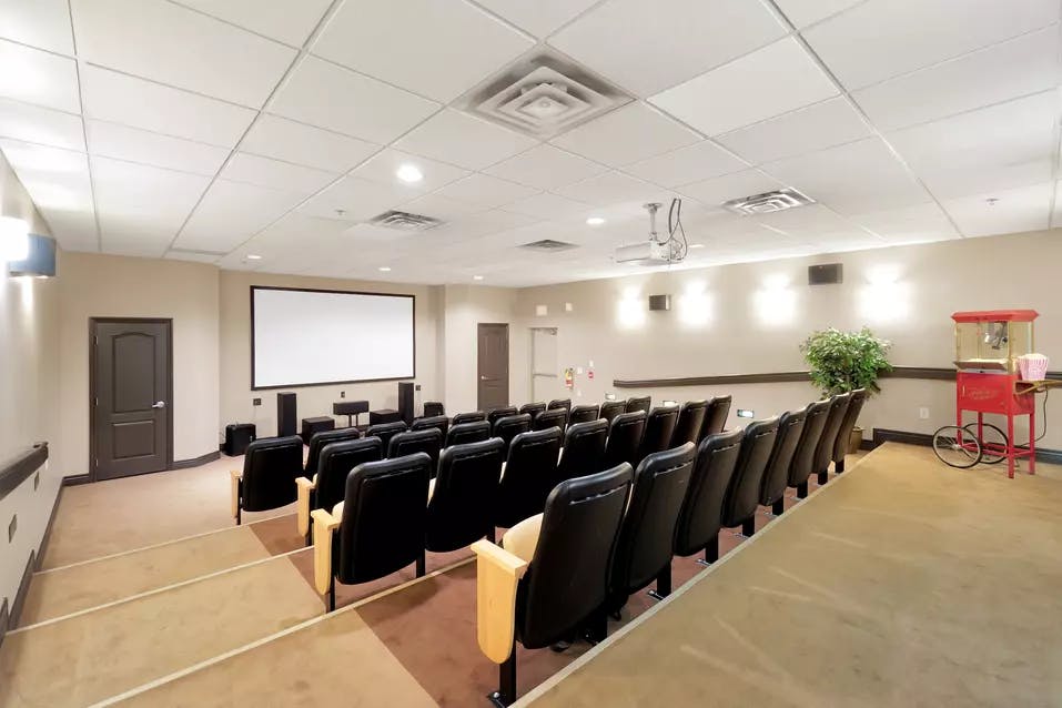 modern movie theatre at chartwell renaissance retirement residence