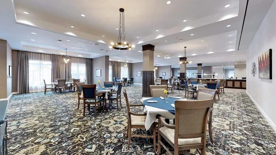 Close up view of dining room with table and chairs at Chartwell St. Thomas