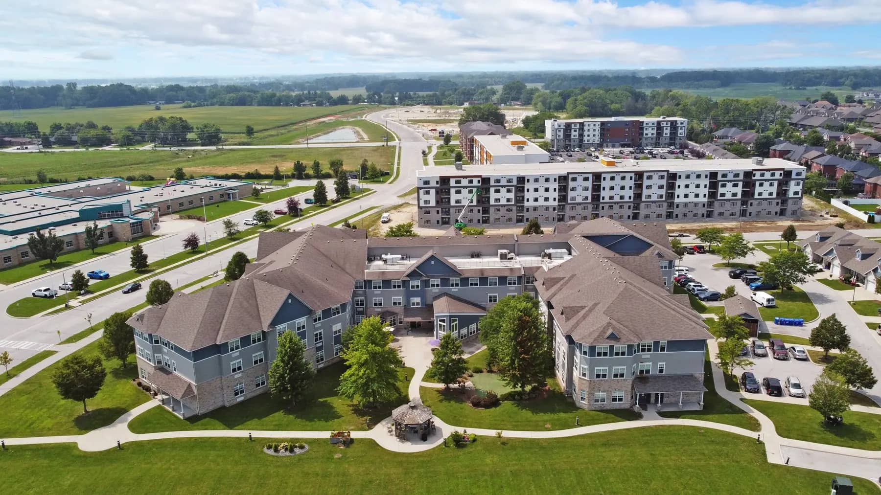 Drone view of exterior at Chartwell Royal Oak Village