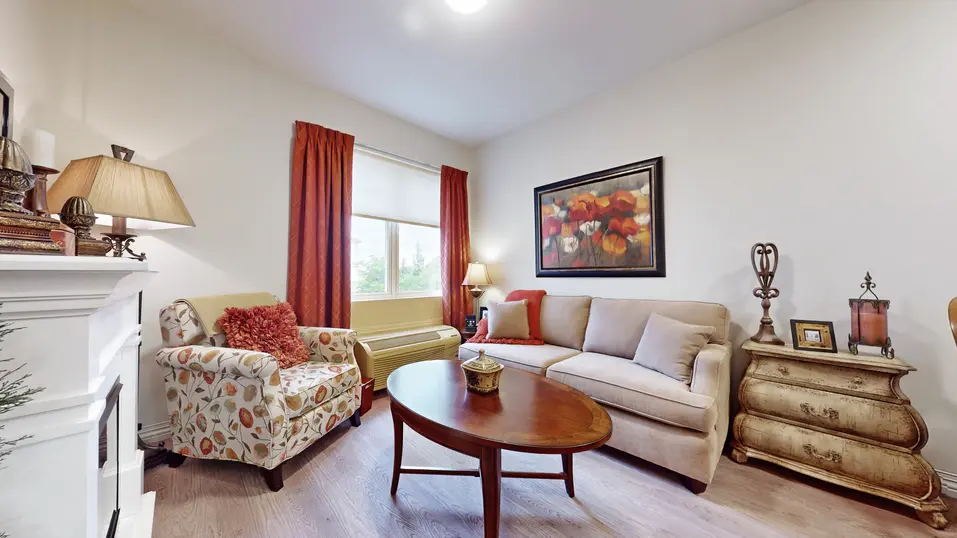 Model suite of living room at Chartwell Strathroy