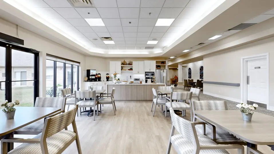 Bistro with table and chairs at Chartwell Belle River