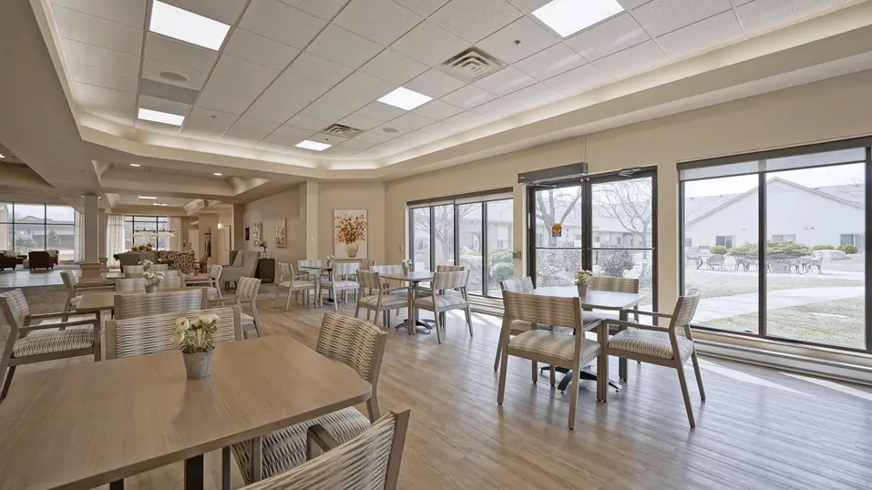 Alternative view of bistro with table and chairs at Chartwell Belle River