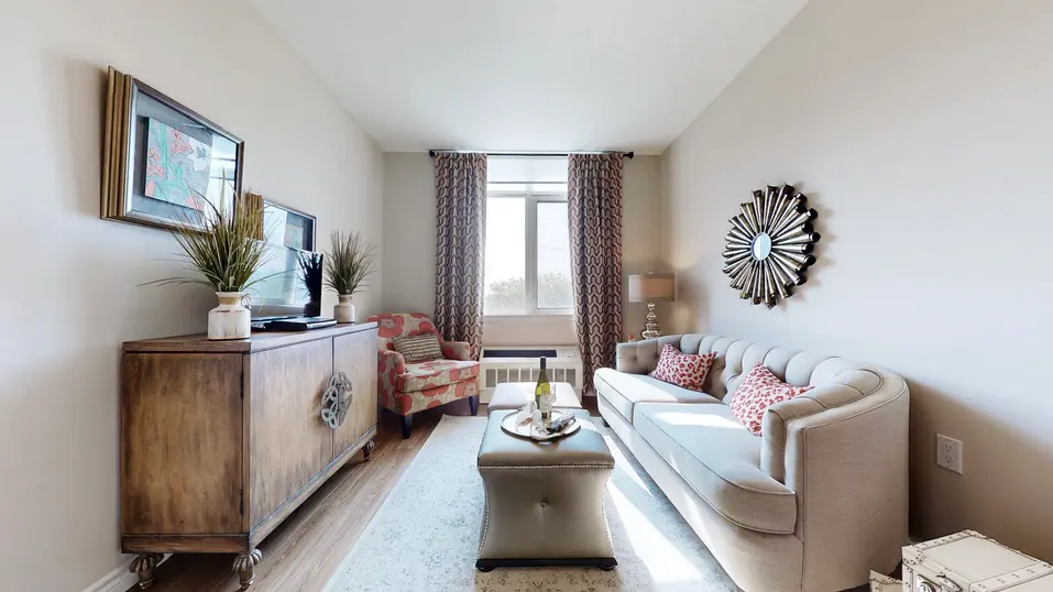 Model suite of living room at Chartwell Stoney Creeek