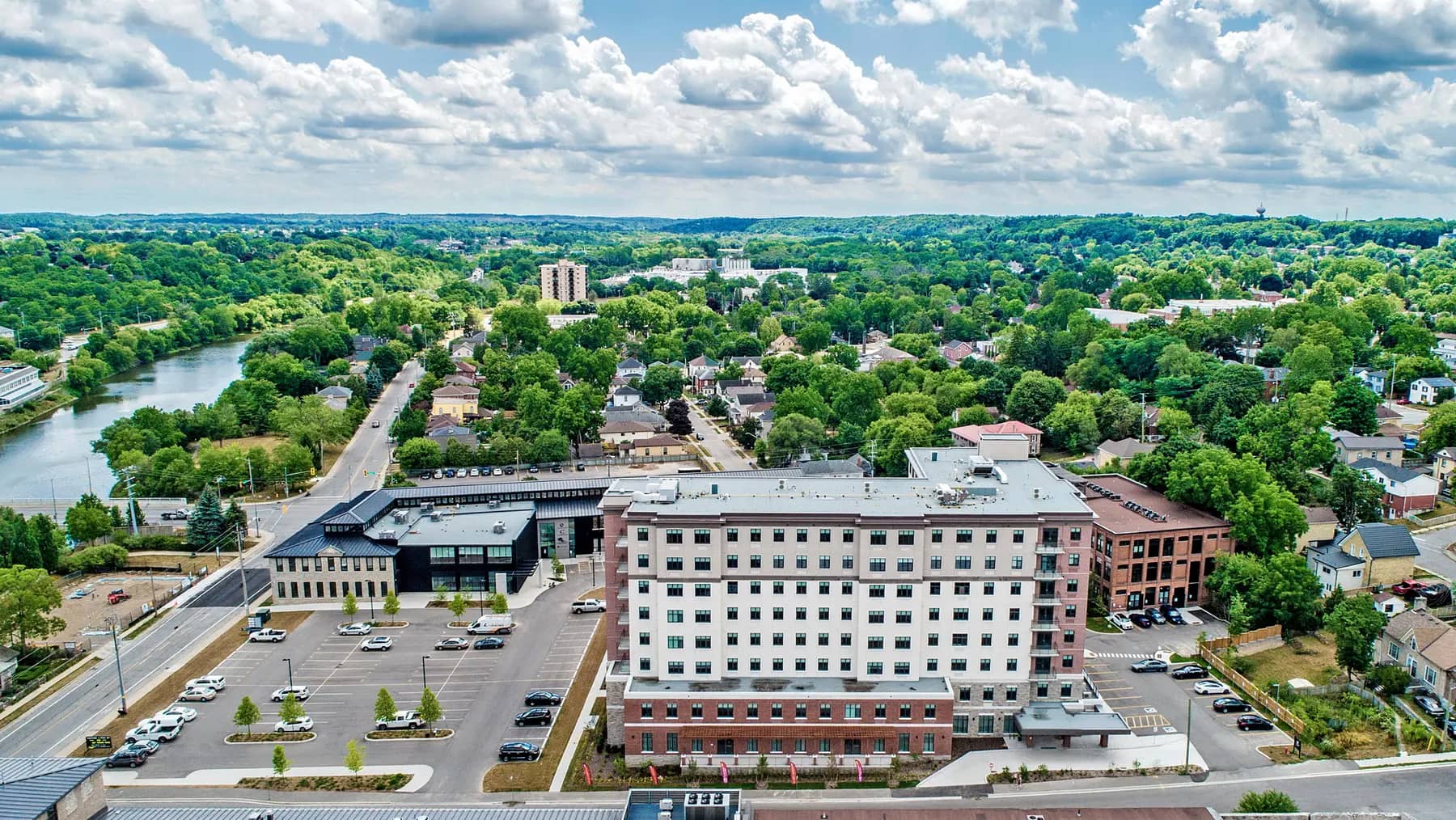 Drone view of exterior of Chartwell Fraser Terrace
