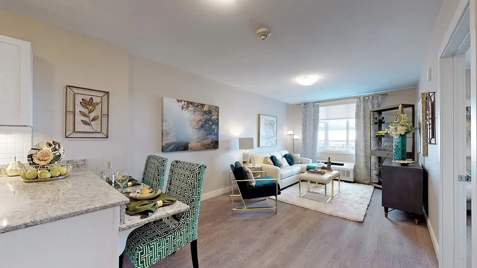 Suite model of living area at Chartwell Fraser Terrace