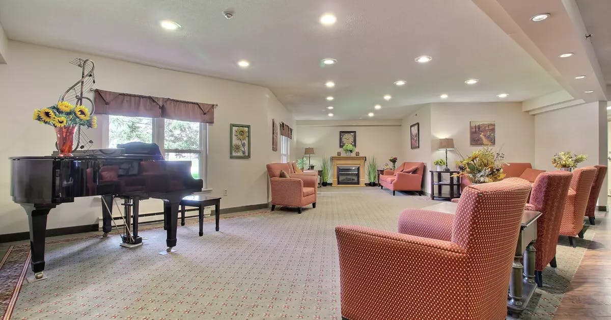 piano room at chartwell hartford retirement residence