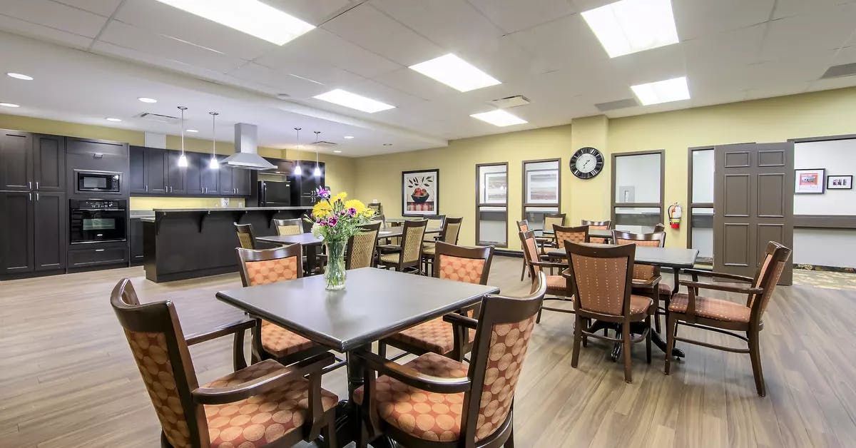 Chartwell Westmount's common kitchen and dining tables and chairs