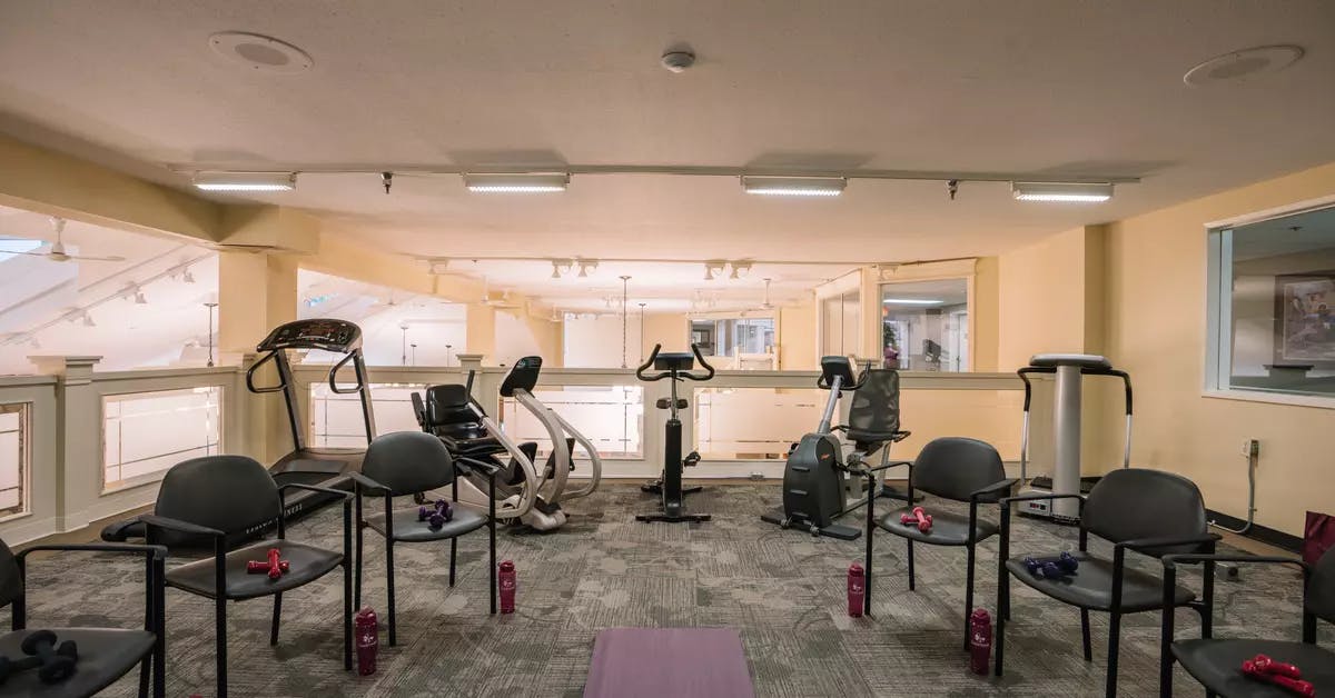 modern fitness facility at chartwell imperial place retirement residence