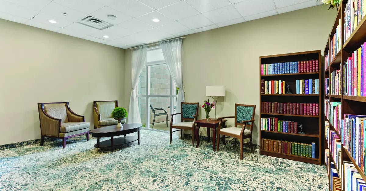 library at chartwell wynfield retirement residence