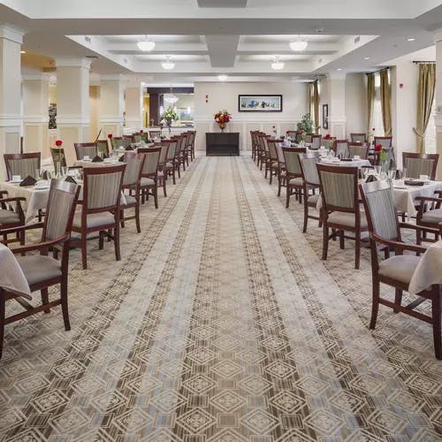 Beautiful open dining room at Chartwell Chatsworth Retirement Residences