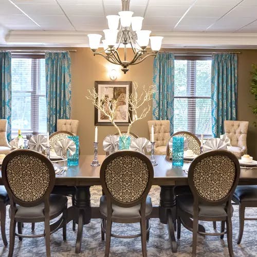 Gorgeous private dining room at Chartwell Balmoral Retirement Community.