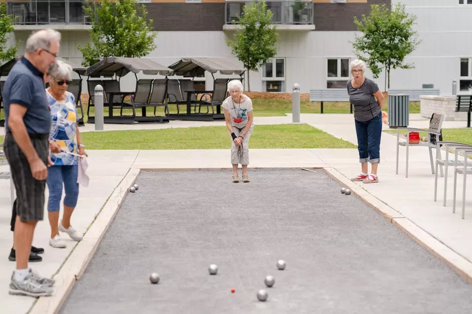 Senior residents playing Bocce