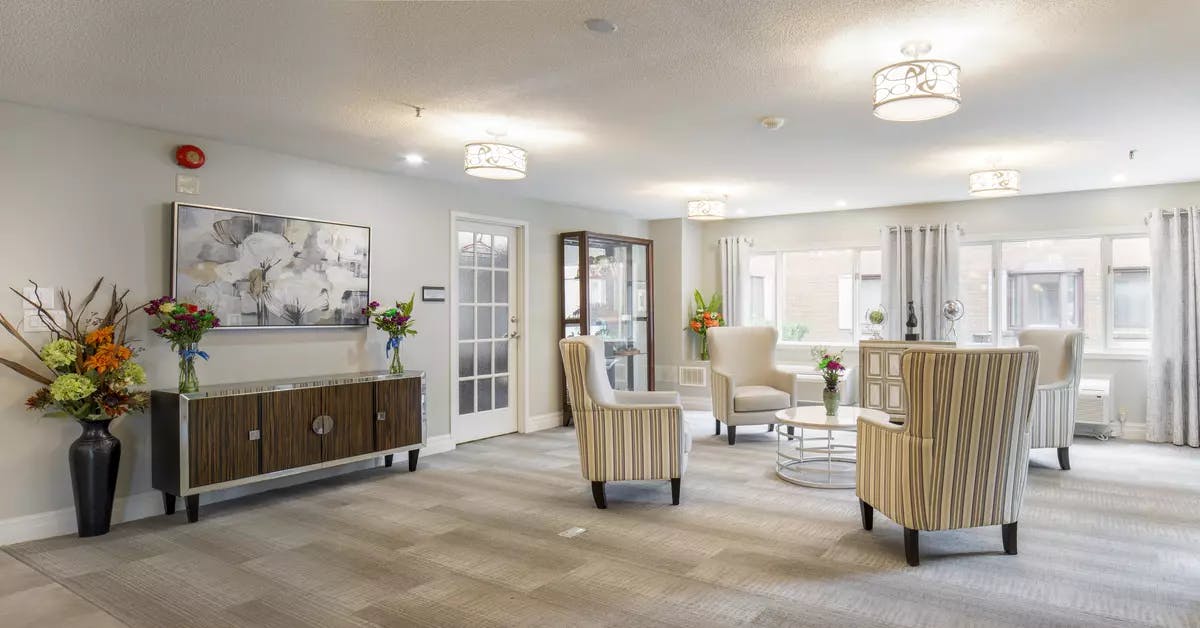 The lounge of Chartwell Lansing Retirement Living